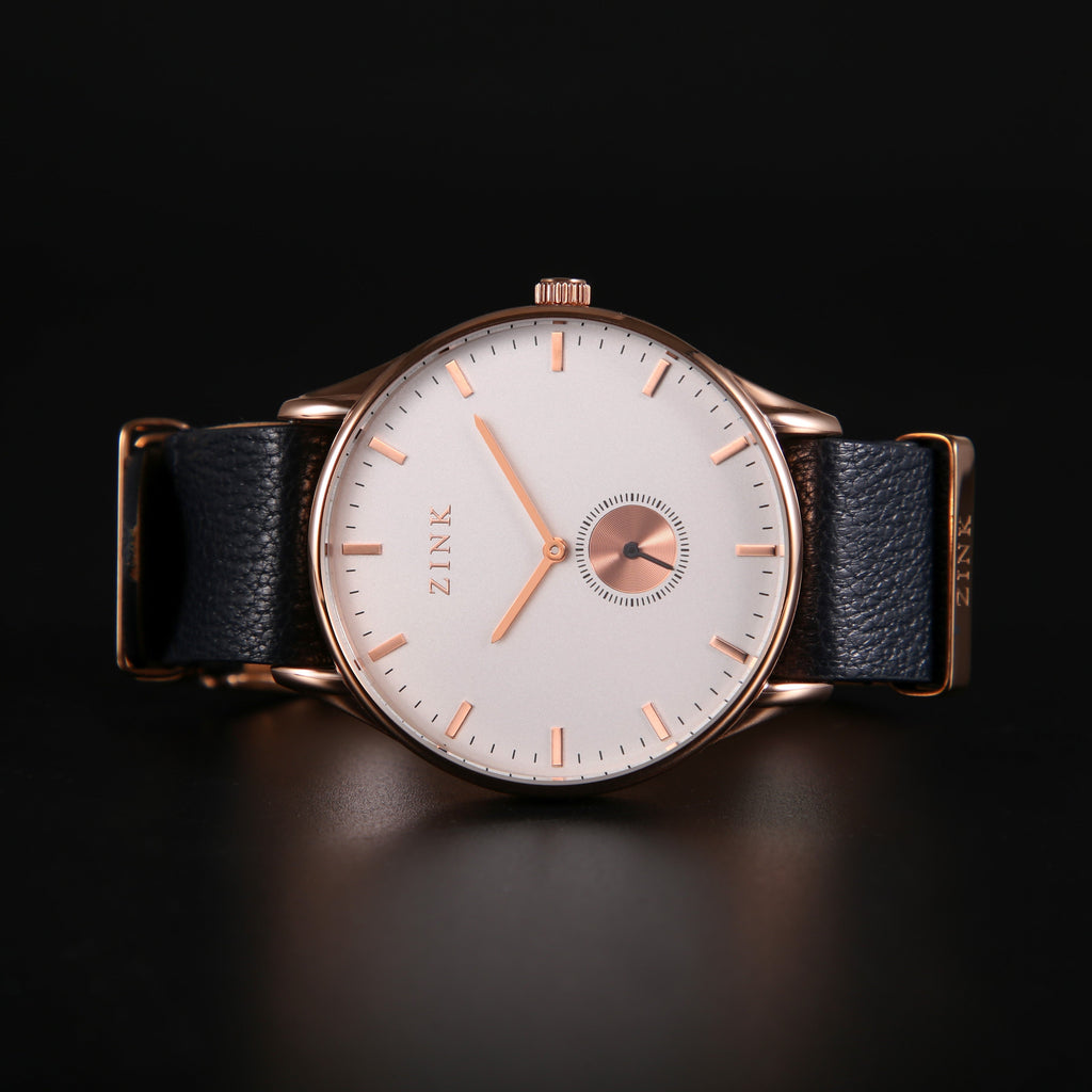 Zink Men's Rose Gold Quartz Watch - Stainless Steel & Leather | Zk130g5ls-114
