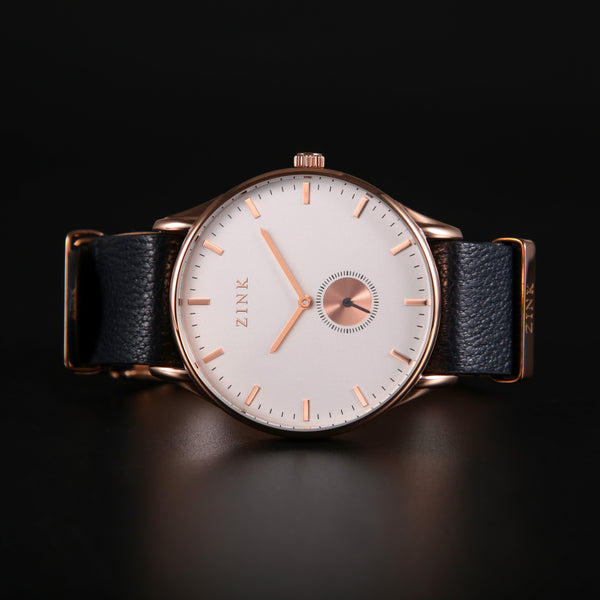 Zink Men's Rose Gold Quartz Watch - Stainless Steel & Leather | Zk130g5ls-114