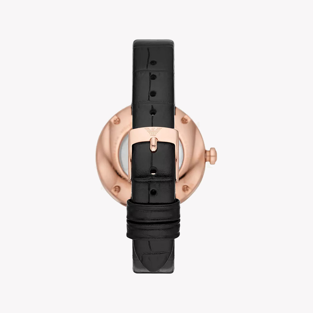 EMPORIO ARMANI AR60066 - ELEGANT ROSE GOLD WOMEN'S WATCH WITH BLACK LEATHER BAND-i-Watch-3