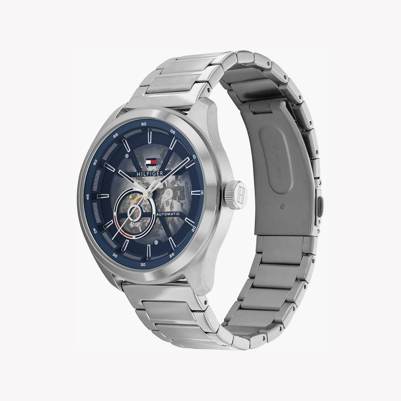 Tommy Hilfiger Men's Silver Watch, Blue Dial | 1674785 by i-watch