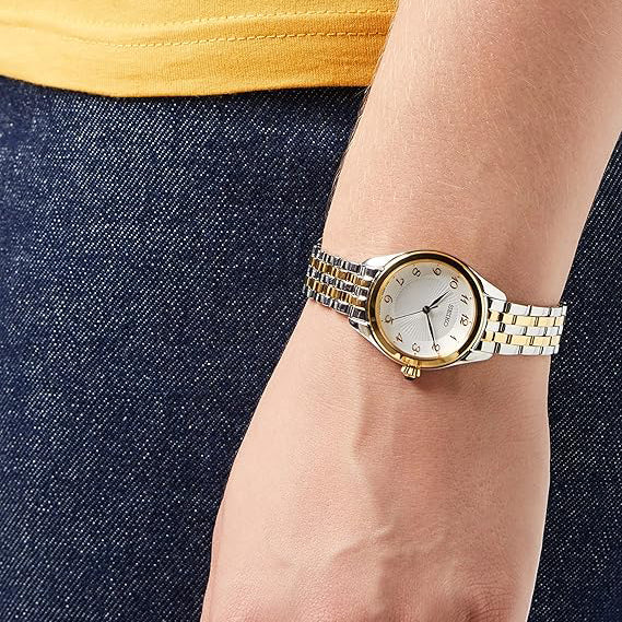 SEIKO SUR380P1 Women's Elegant Quartz Watch - 29mm Silver/Gold-i-Watch-4