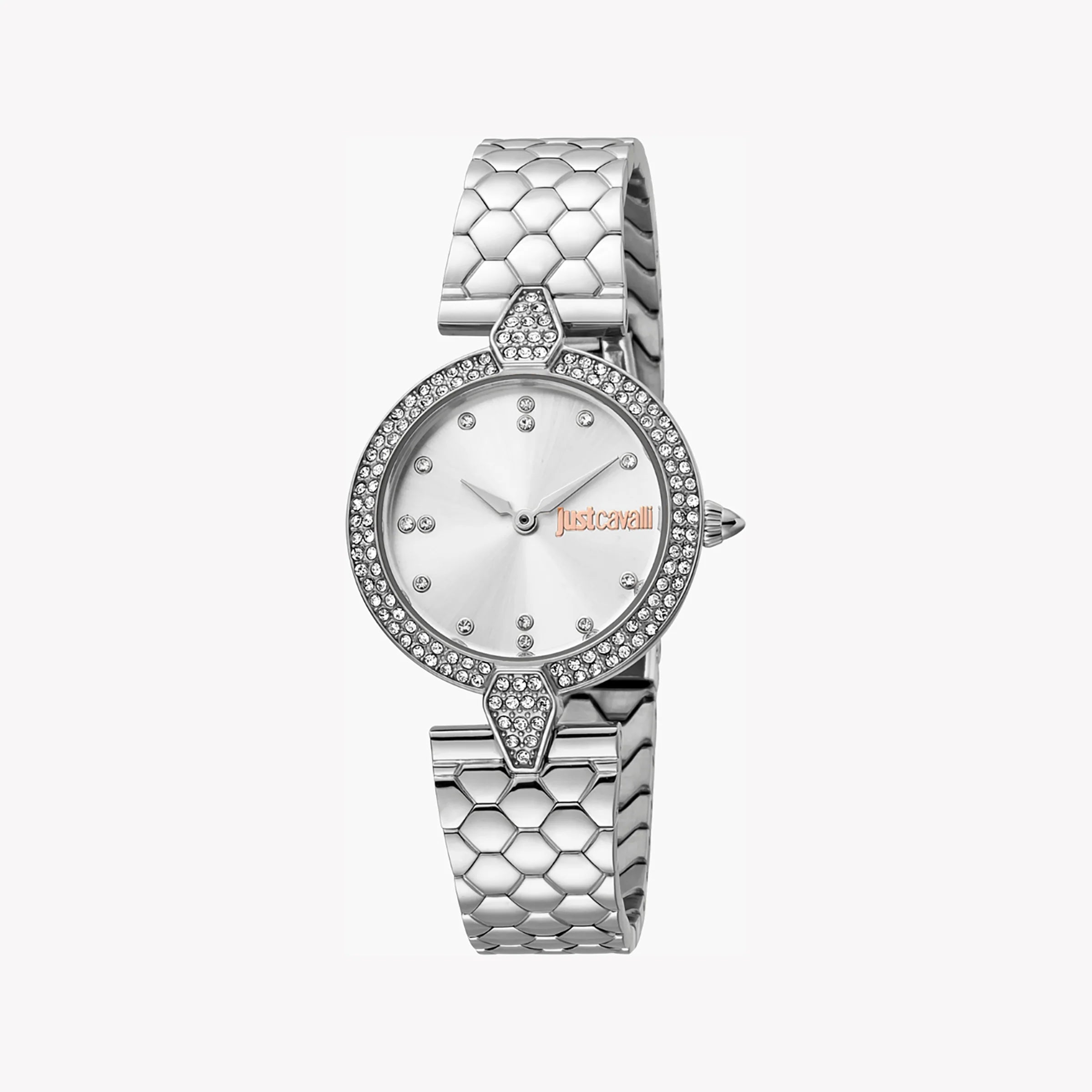 JUST CAVALLI Women's Watch with Silver Stainless Steel Case and Silver Stainless Steel Band