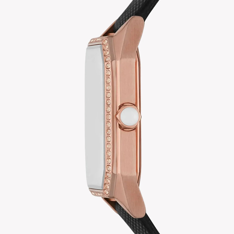Emporio Armani Women's Rose Gold Watch, Black Leather | Ar80068set by i-watch