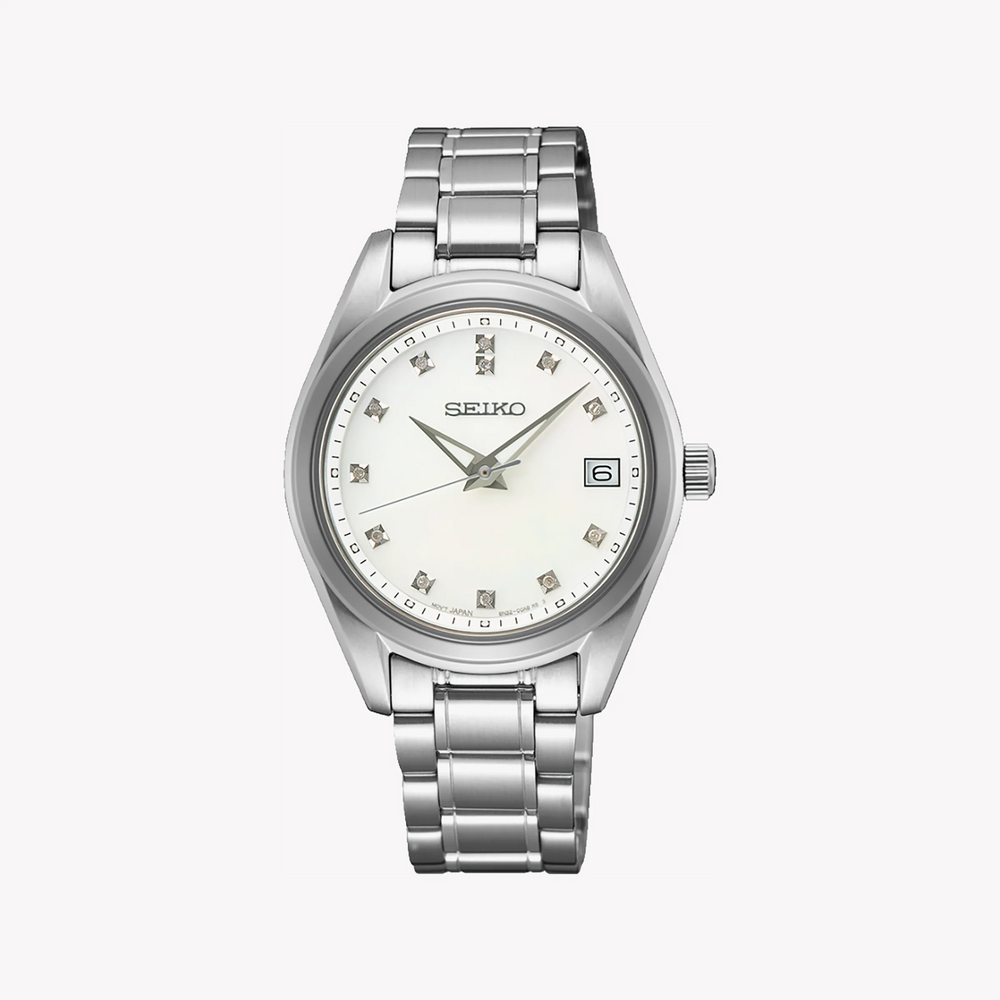 Seiko Women's Silver Stainless Steel Watch, White Dial | Sur579p1 by i-watch