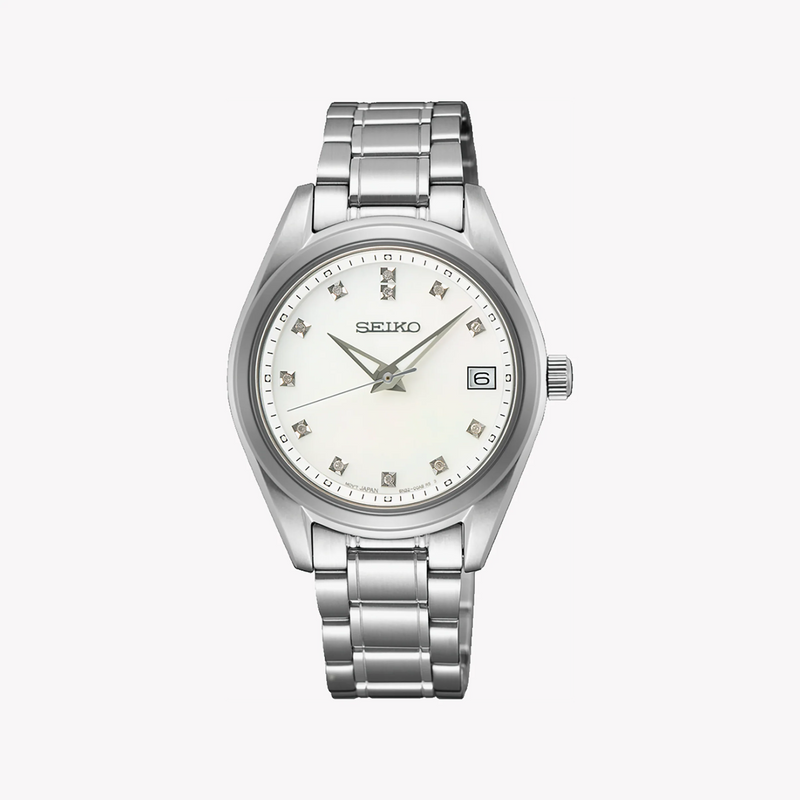 Seiko Women's Silver Stainless Steel Watch, White Dial | Sur579p1 by i-watch