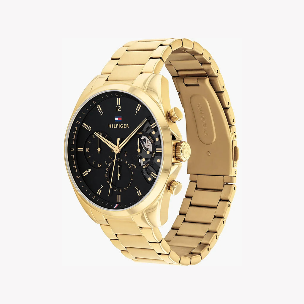 TOMMY HILFIGER 1692178 BOLD GOLD TIMEPIECE - MEN'S STAINLESS STEEL WATCH WITH BLACK DIAL-i-Watch-2