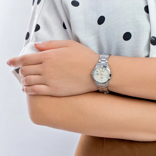 Casio Women's Silver Watch, Beige Dial | Ltp-1308d-9av by i-watch