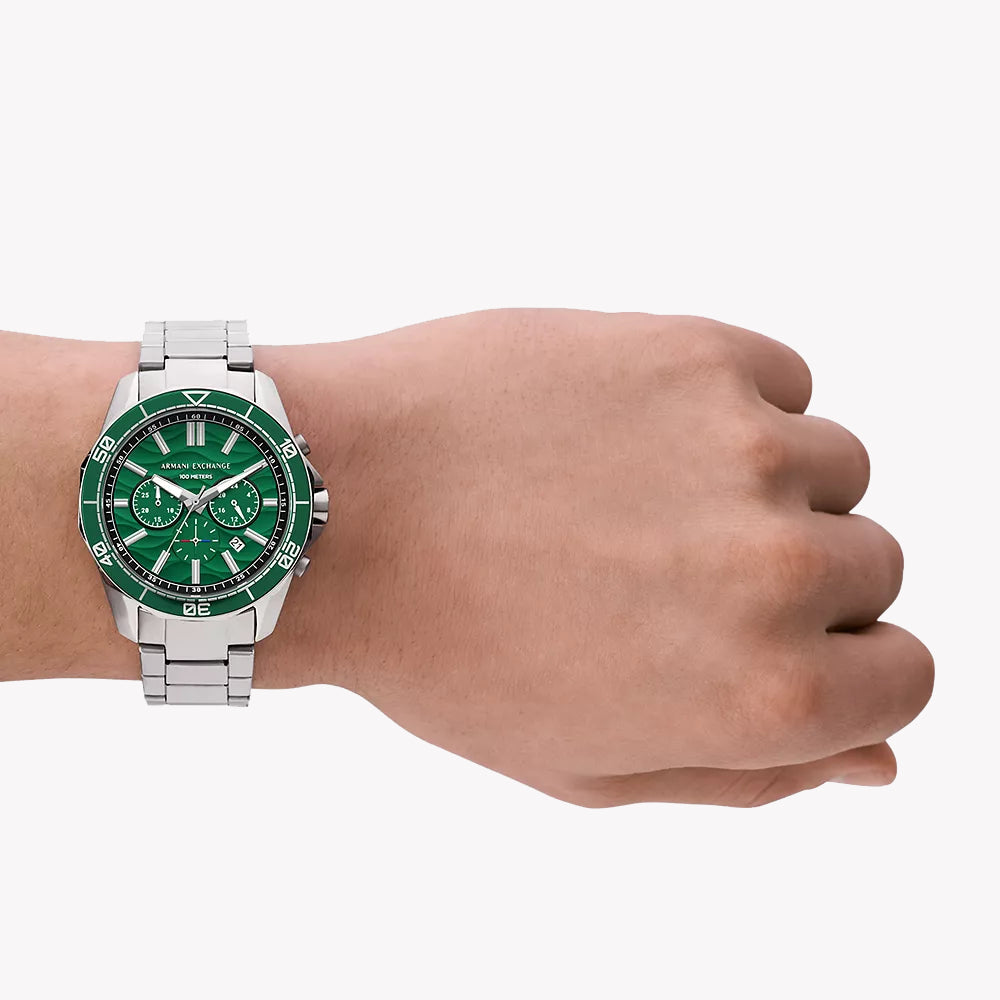 ARMANI EXCHANGE AX1957 - BOLD GREEN DIAL MEN'S WATCH WITH STAINLESS STEEL BRACELET-i-Watch-4