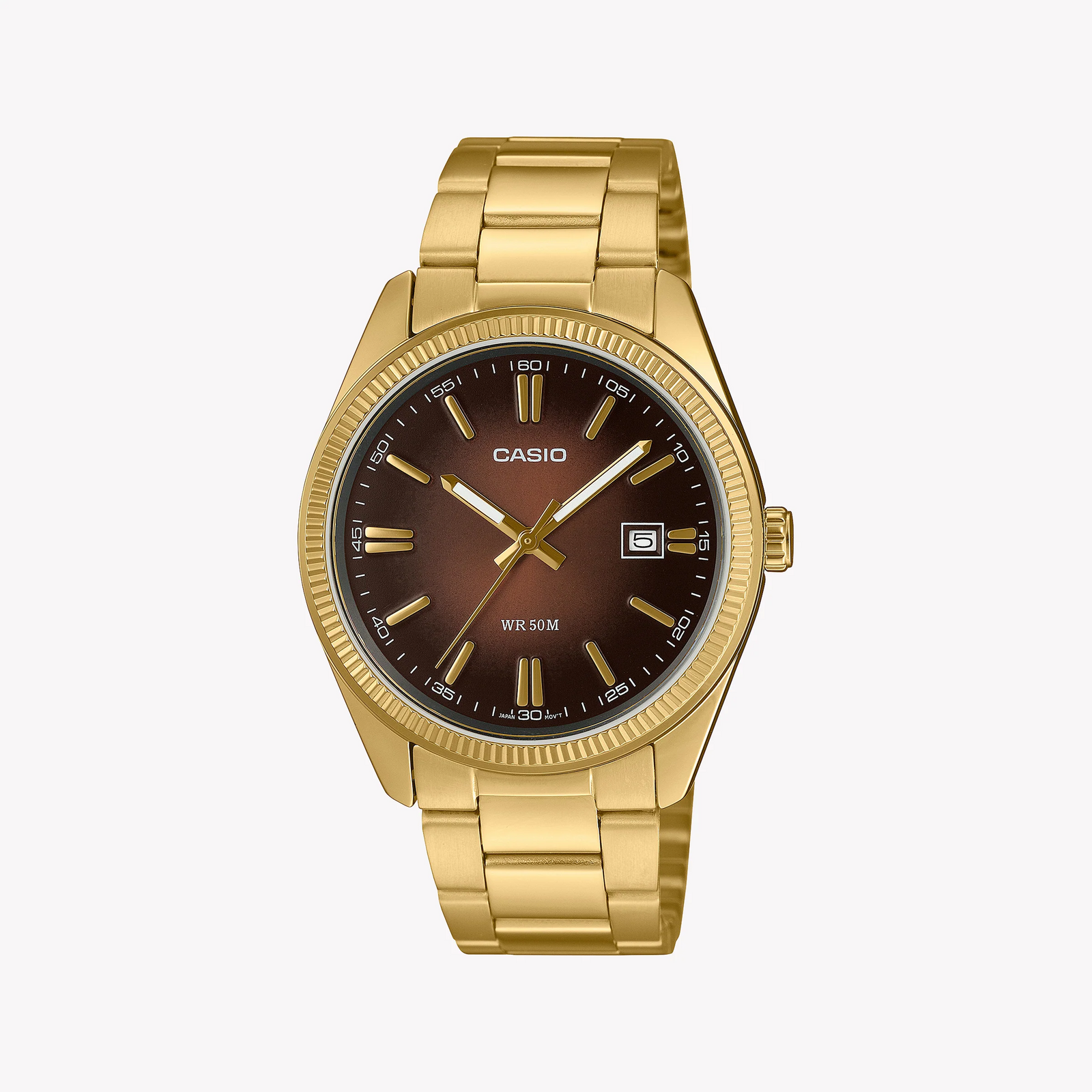 Casio Men's Gold Watch, Brown Dial | Mtp-1302pgc-5avef by i-watch