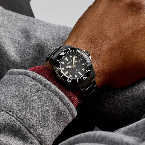 Seiko Prospex Men's Black Stainless Steel Watch, Black Dial | Sne599p1