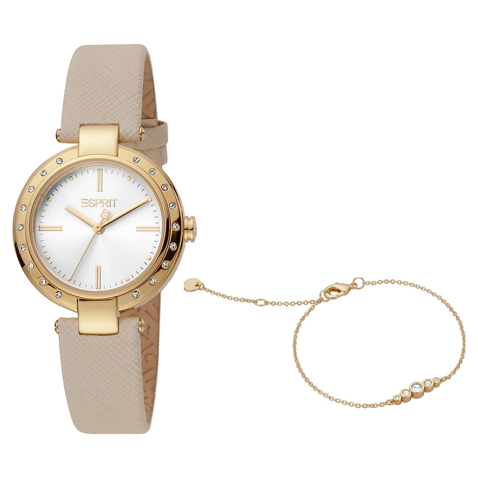 Esprit Women's Watch With Silver Stainless Steel Case And Beige Leather Band by i-watch