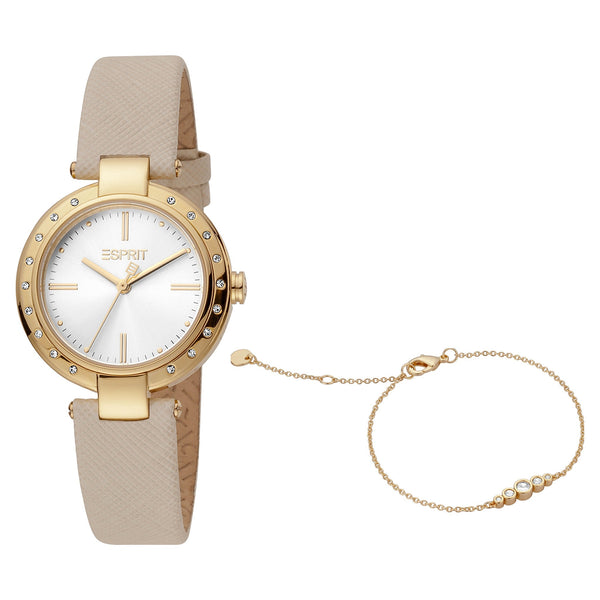 Esprit Women's Watch With Silver Stainless Steel Case And Beige Leather Band by i-watch