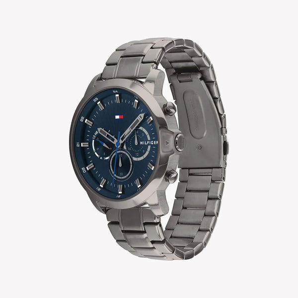 Tommy Hilfiger Men's Gray Stainless Steel Watch, Blue Dial | 1791796 by i-watch