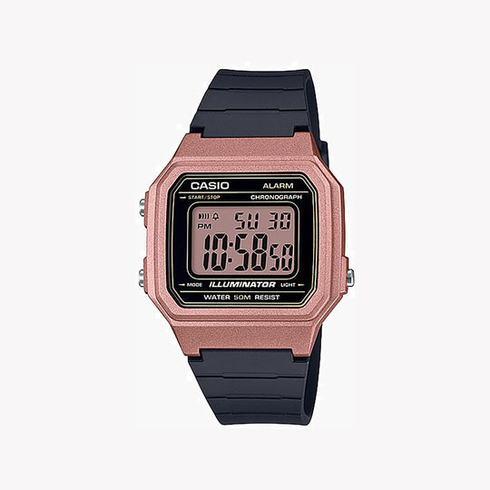 CASIO W-217HM-5AV BOLD SPIRIT - SPORTY ROSE GOLD DIGITAL WATCH WITH BLACK BAND