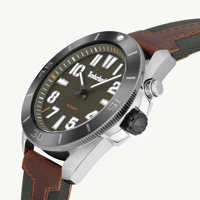 Timberland Men's Brown Leather Watch, Green Dial | Tdwgp2201602 by i-watch