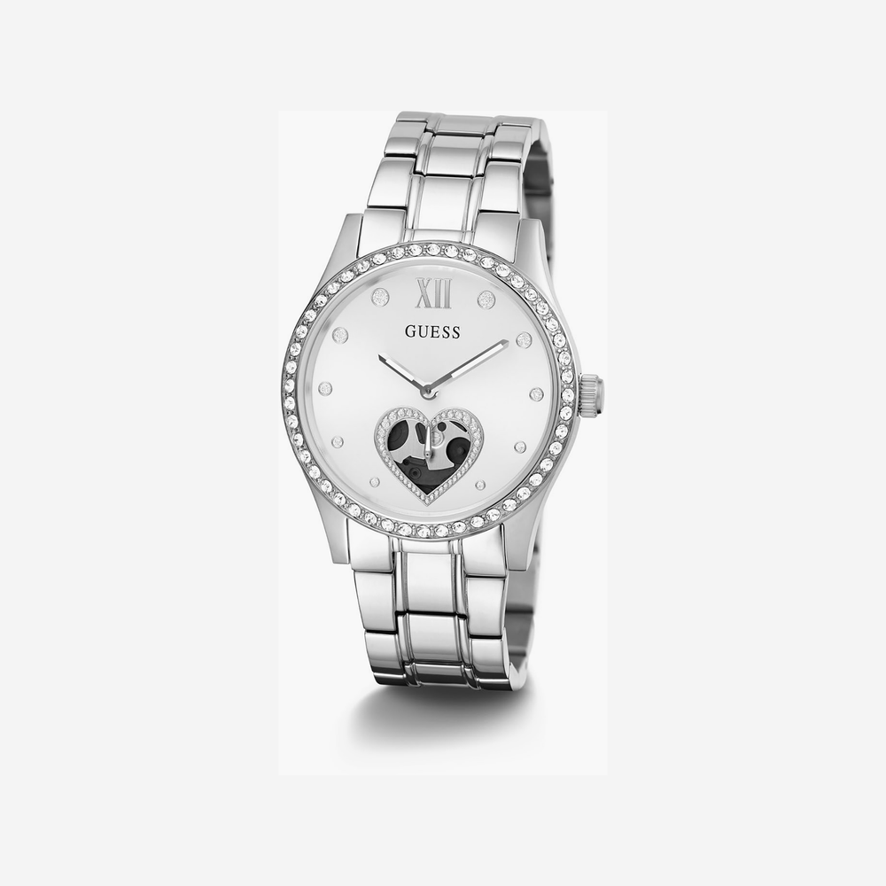 Guess Women's Silver Stainless Steel Watch, White Dial | Gw0380l1 by i-watch