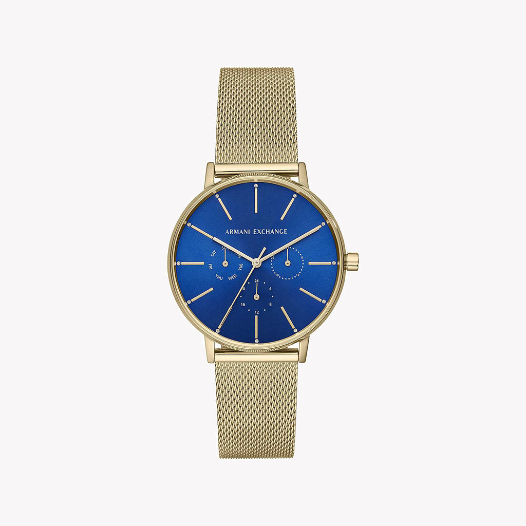 A|X ARMANI EXCHANGE AX5554 - BOLD GOLD & BLUE DIAL TIMEPIECE FOR THE MODERN WOMAN