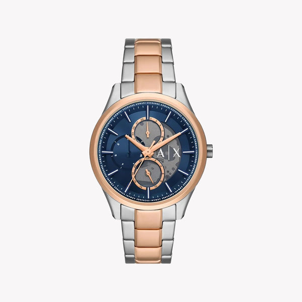 ARMANDI EXCHANGE AX1874 - BOLD ELEGANCE MEN'S WATCH WITH SILVER-ROSE GOLD BAND & BLUE DIAL