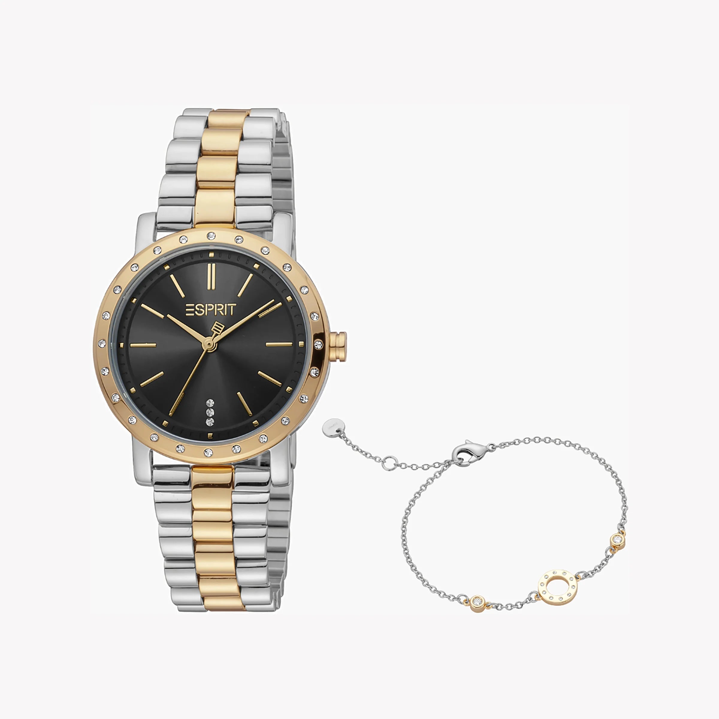 ESPRIT Women's Watch with Silver Stainless Steel Case and Silver & Gold Stainless Steel Band