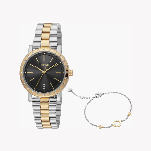 Esprit Women's Silver & Gold Watch, Black Dial | Es1l182m0045 by i-watch