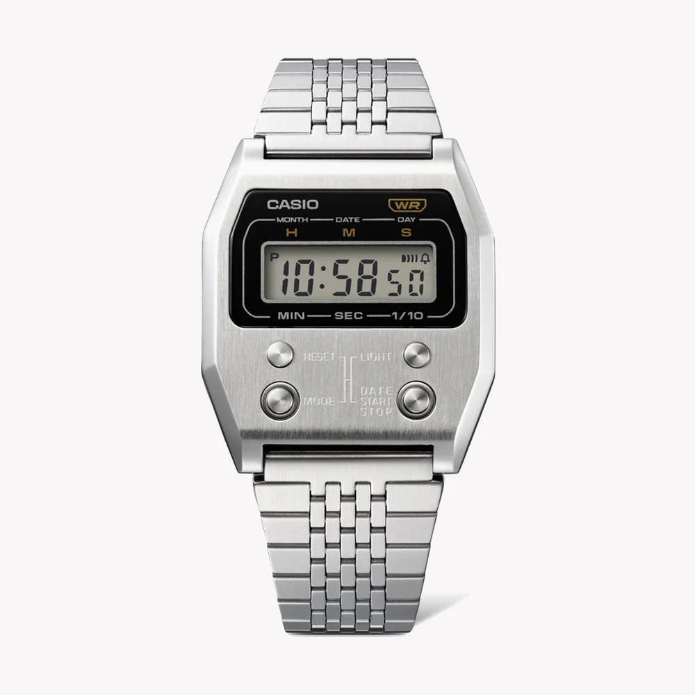 Casio Men's Silver Stainless Steel Watch, Digital Dial | A1100d-1 by i-watch