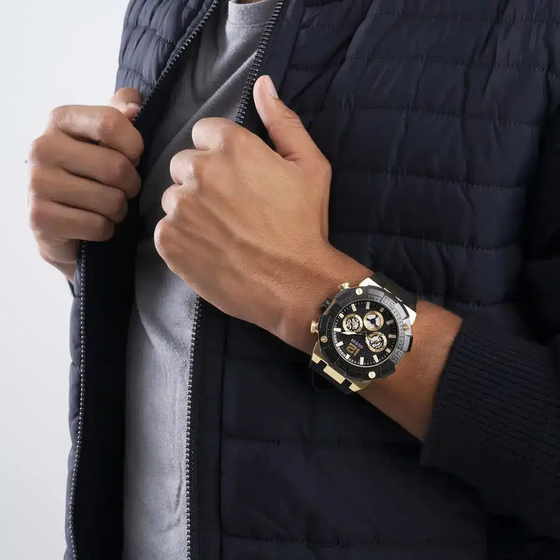 Guess Watches Men's Gold Silicone, Black Dial | Gw0264g3 by i-watch