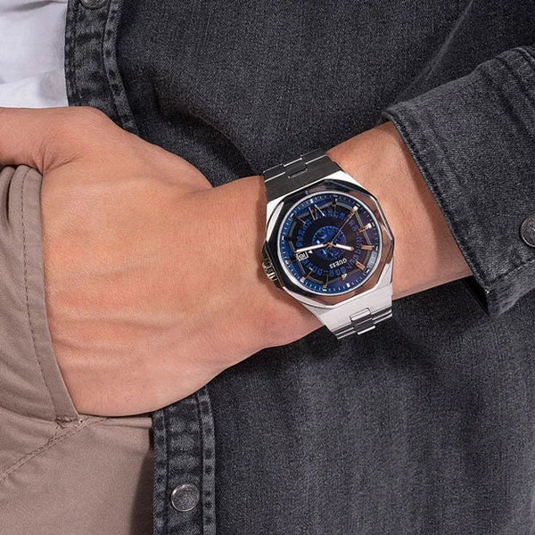 Guess Men's Silver Watch, Blue Dial | Gw0573g1 by i-watch