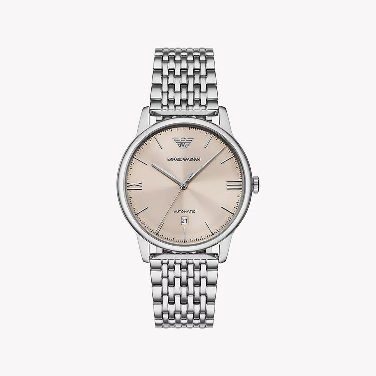 EMPORIO ARMANI AR60082 MONTRE FEMININE ELEGANTE AVEC CADRAN BEIGE ET BANDE EN ACIER INOXYDABLE