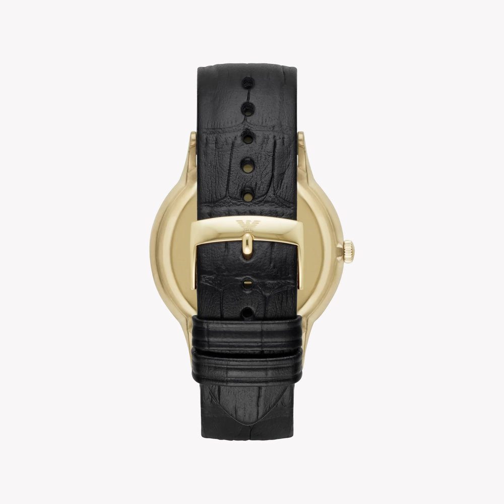 Emporio Armani Men's Gold Stainless Steel, Black Leather | Ar11049 by i-watch