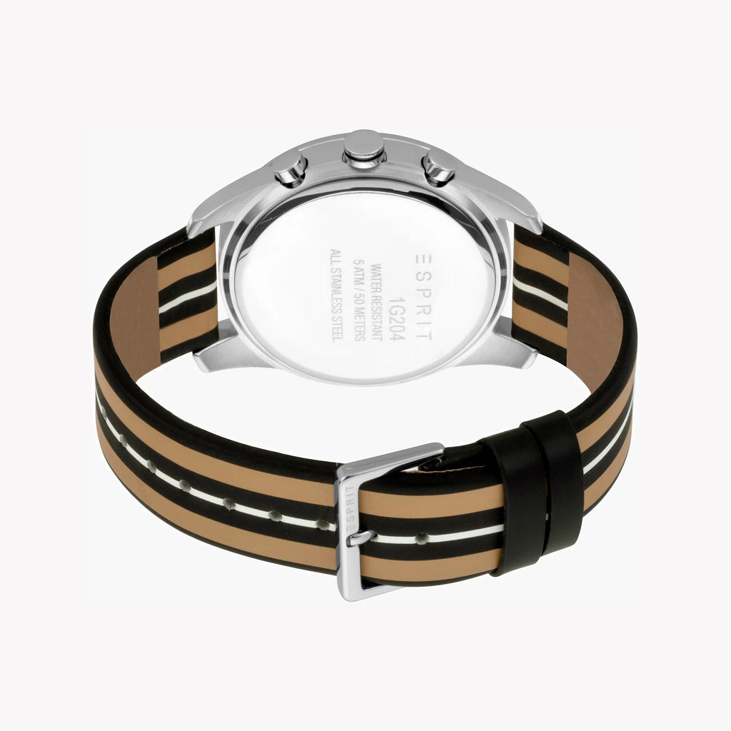 ESPRIT MEN'S CLASSIC ELEGANCE WATCH - STYLISH BLACK LEATHER & SILVER DIAL, 44MM-i-Watch-3