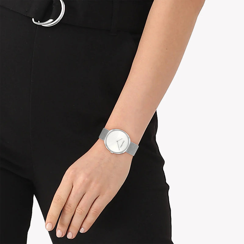 Ck Calvin Klein Women's Silver Watch, White Dial | K3m23126s by i-watch