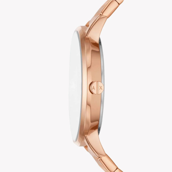 Armani Exchange Women's Rose Gold Watch, White Dial | Ax7145set