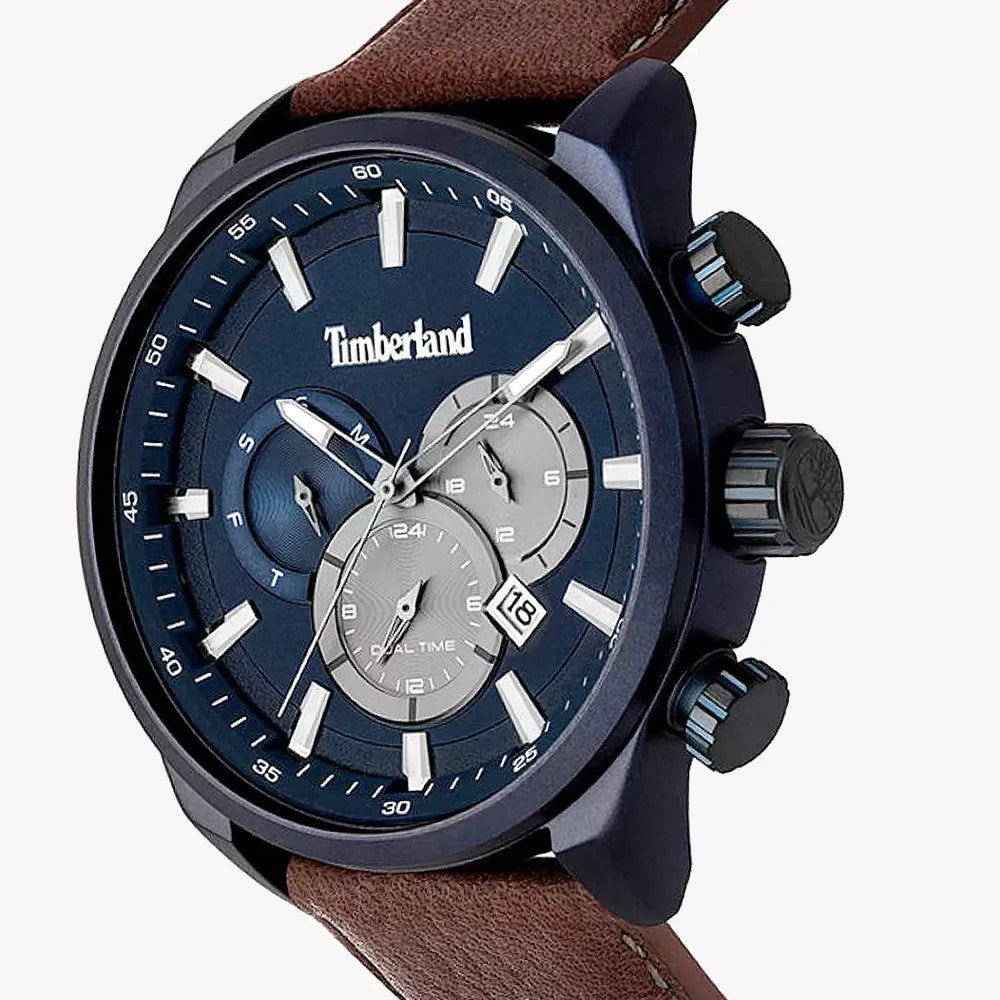 Timberland Men's Dark Blue Stainless Steel, Brown Leather | Tbl16002jlabl03 by i-watch
