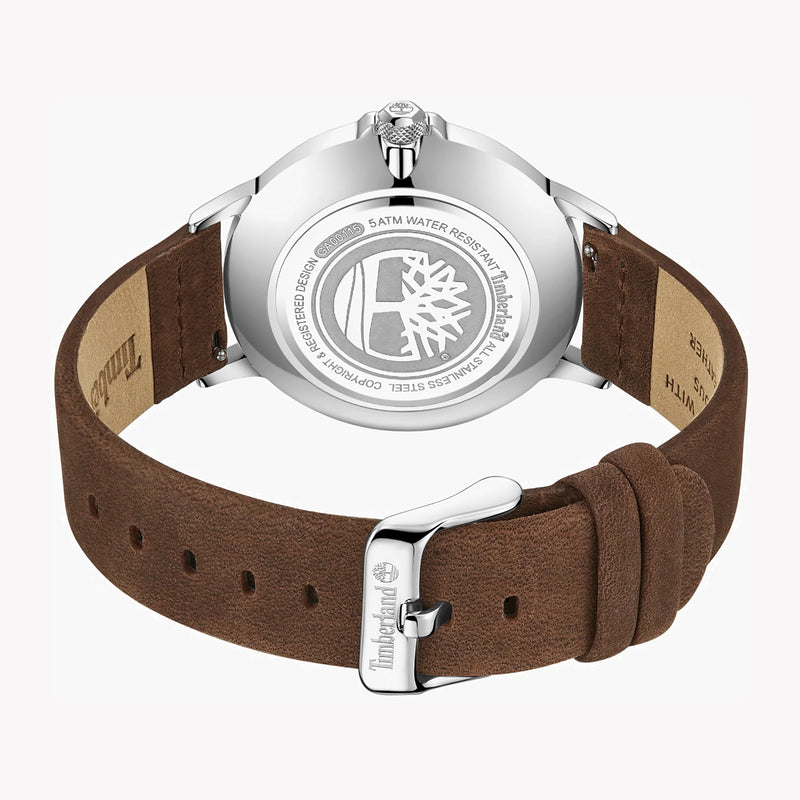Timberland Men's Silver Watch, Brown Leather Band | Tdwga0011501 by i-watch