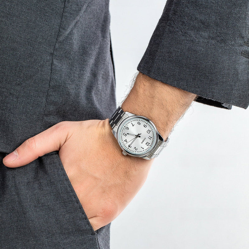 Casio Men's Silver Stainless Steel Watch, Silver Dial | Mtp-V005d-7b4 by i-watch