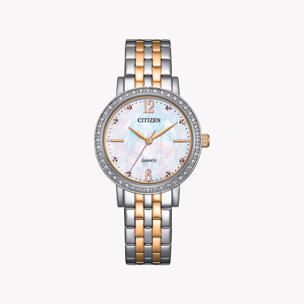 Citizen Women's Silver & Gold Watch, Pearl Dial | El3106-59d by i-watch