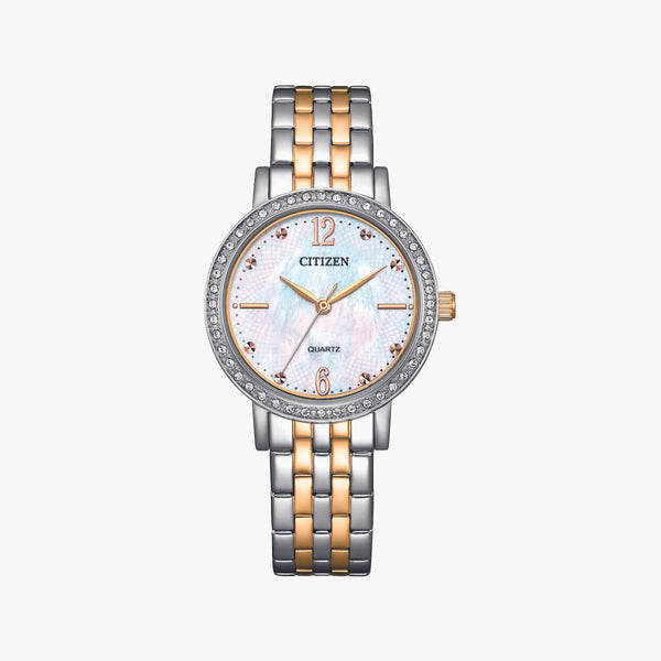 Citizen Women's Silver & Gold Watch, Pearl Dial | El3106-59d by i-watch