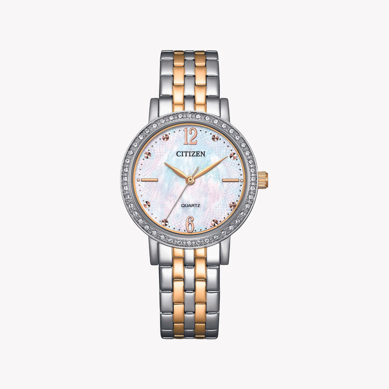 Citizen Women's Silver & Gold Watch, Pearl Dial | El3106-59d by i-watch