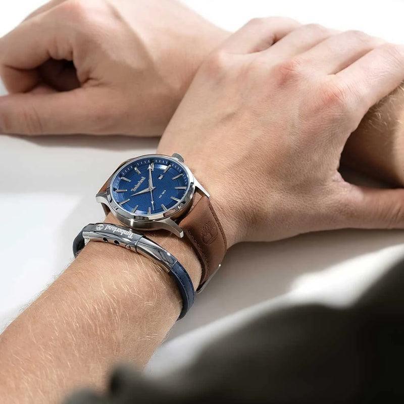 TIMBERLAND TDWGB0041001 - RUGGED ELEGANCE MEN’S WATCH WITH LEATHER BAND & BOLD BLUE DIAL-i-Watch-4