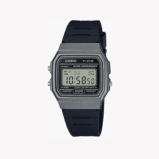 Montre numérique argentée Casio F-91WM-1B pour homme