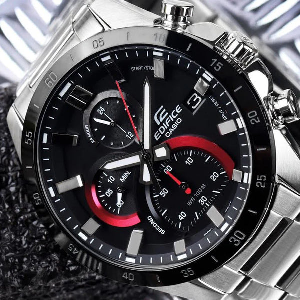 Edifice Men's Silver Watch, Black Dial | Efr-571db-1a1vuef by i-watch