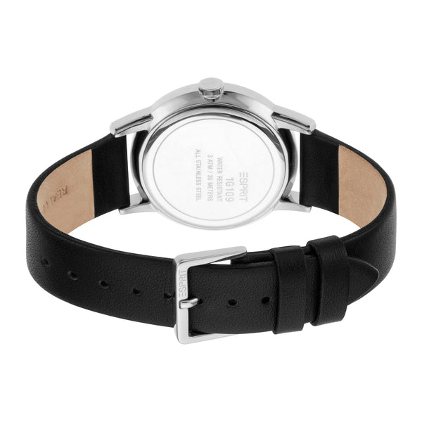 Esprit Men's Classic Timepiece - Elegant Silver Dial & Black Leather Band by i-watch