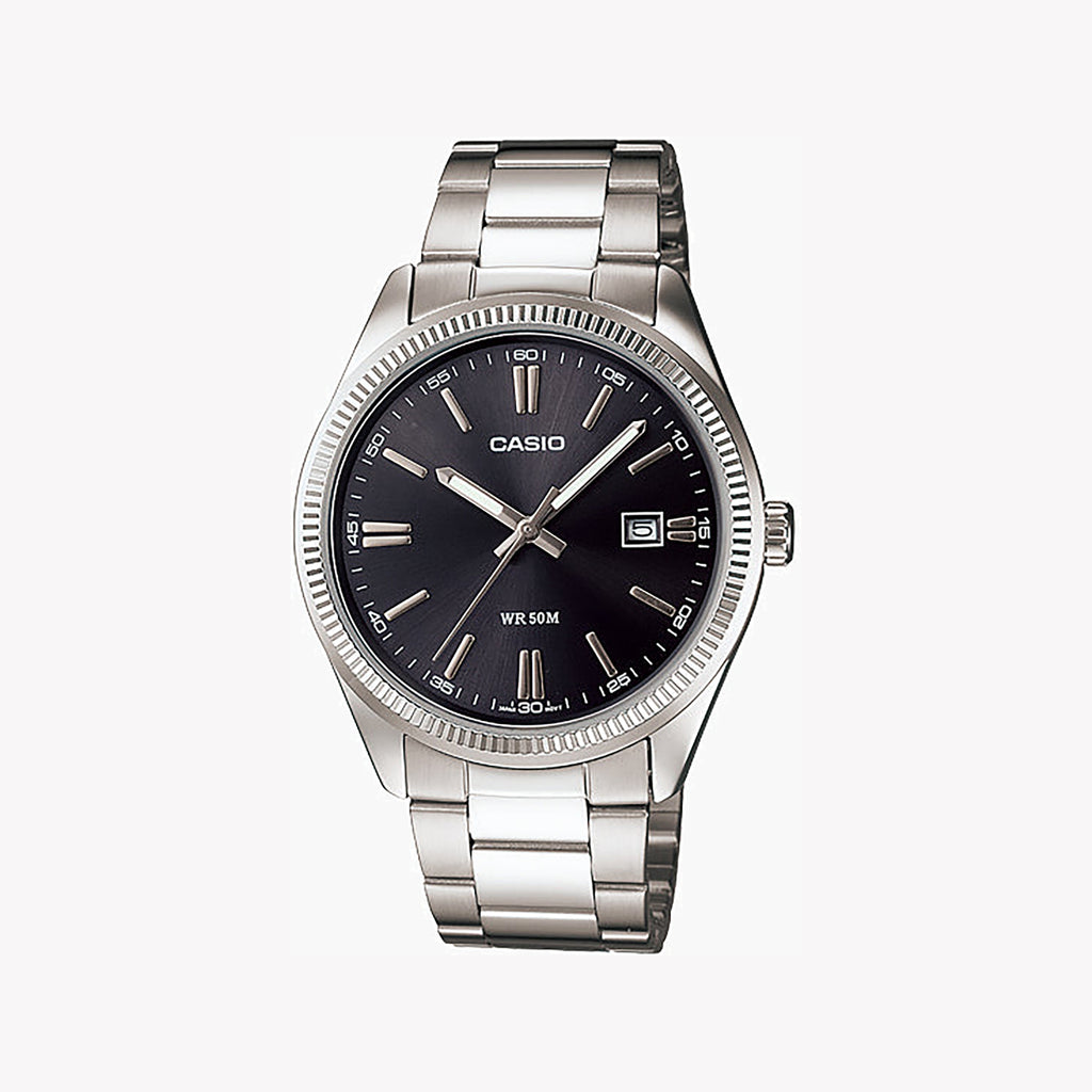 CASIO MTP-1302D-1A1VDF - ELEGANTLY VERSATILE MEN’S WATCH WITH SILVER METAL BAND & CLASSIC BLACK DIAL-i-Watch-4