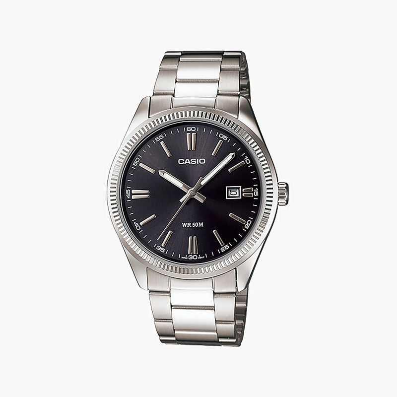 Casio Men's Silver Watch, Black Dial | Mtp-1302d-1a1vdf by i-watch