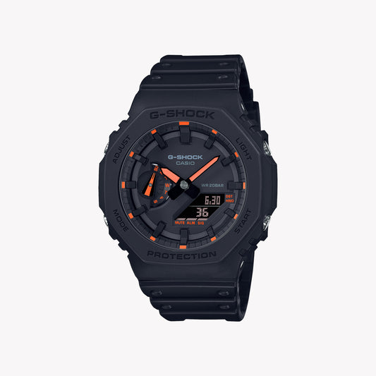 CASIO G-SHOCK GA-2100-1A4 OAK – Herrenuhr mit neonorangefarbenem Index