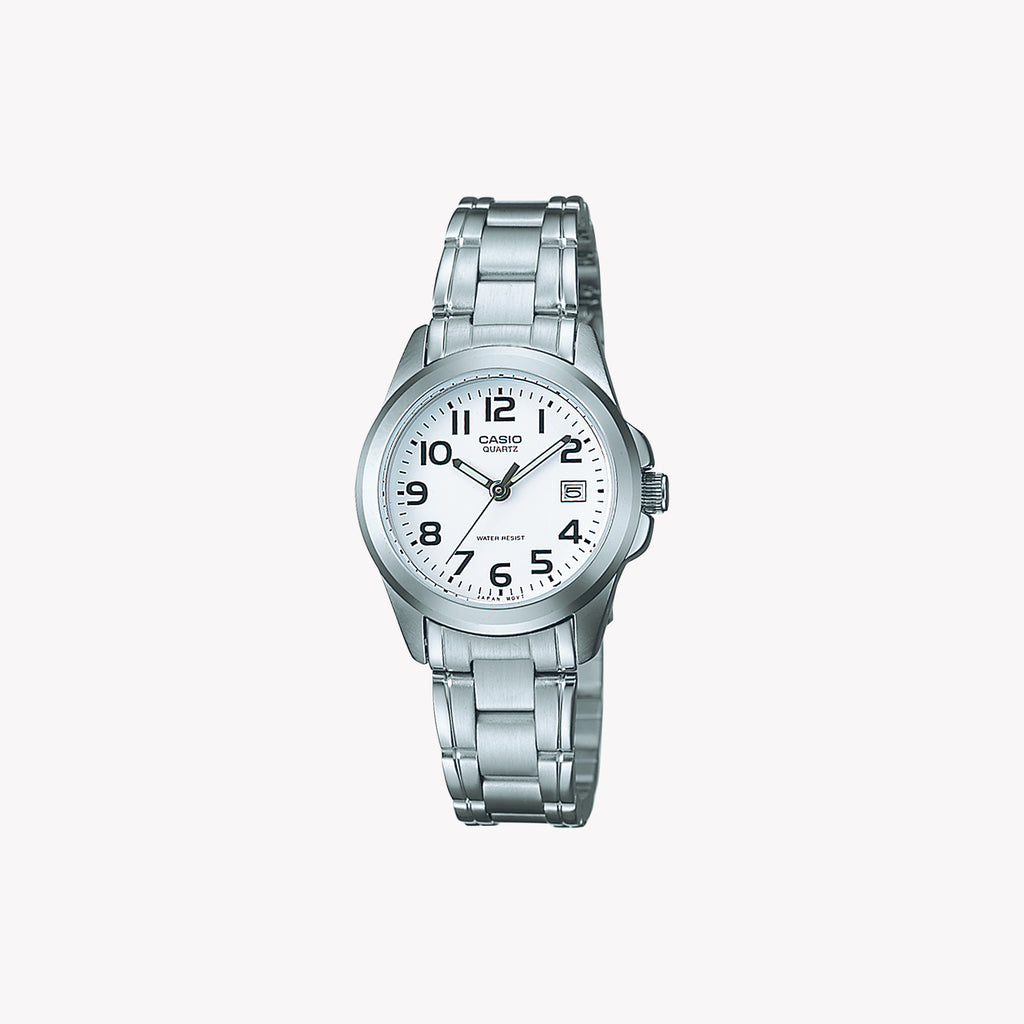 CASIO LTP-1259PD-7BE ELEGANCE - TIMELESS BEAUTY & PRECISION WOMEN'S WATCH with Silver Bracelet & White Dial
