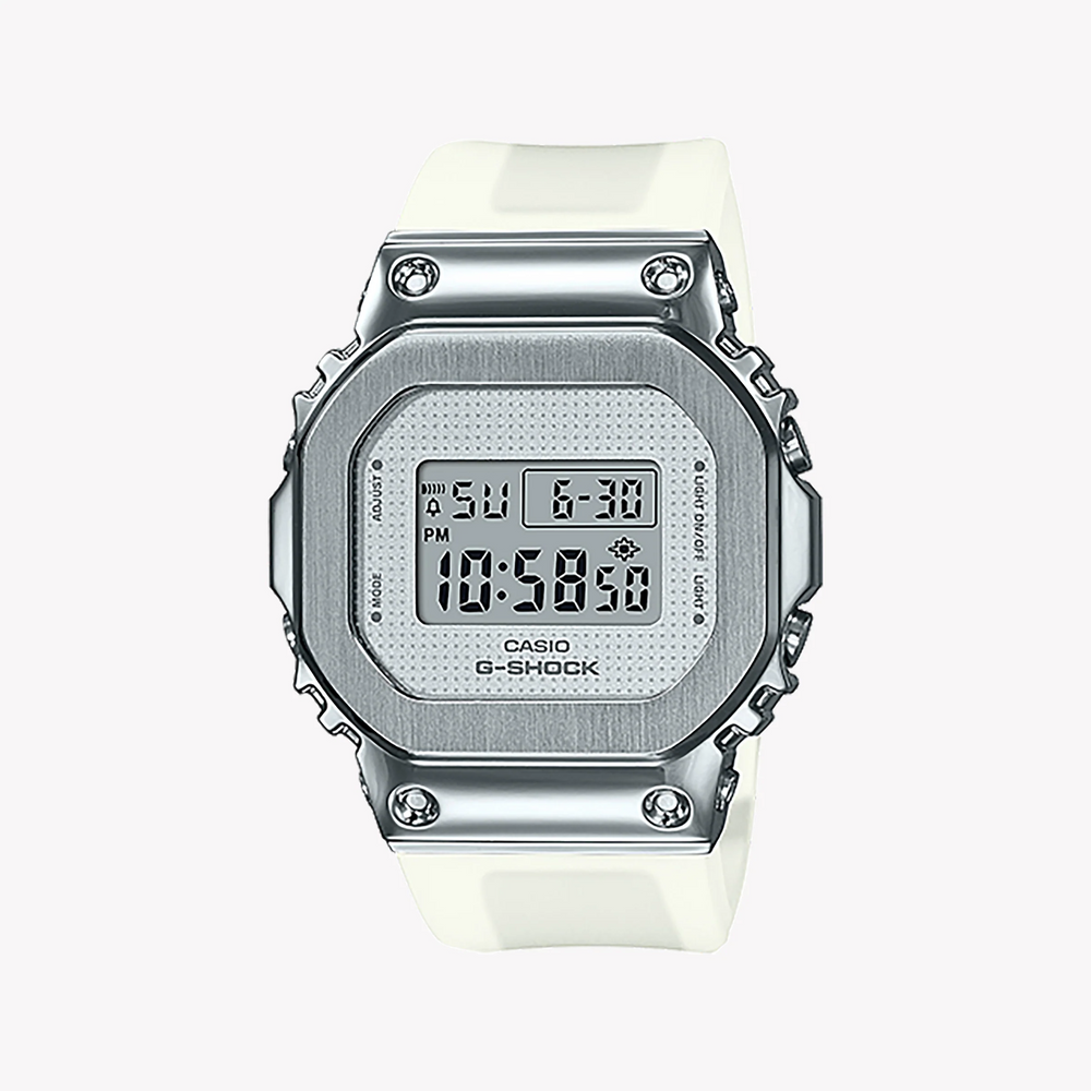 G-Shock Unisex Silver & White Sport Watch, Stainless Steel | Gm-S5600sk-7dr by i-watch