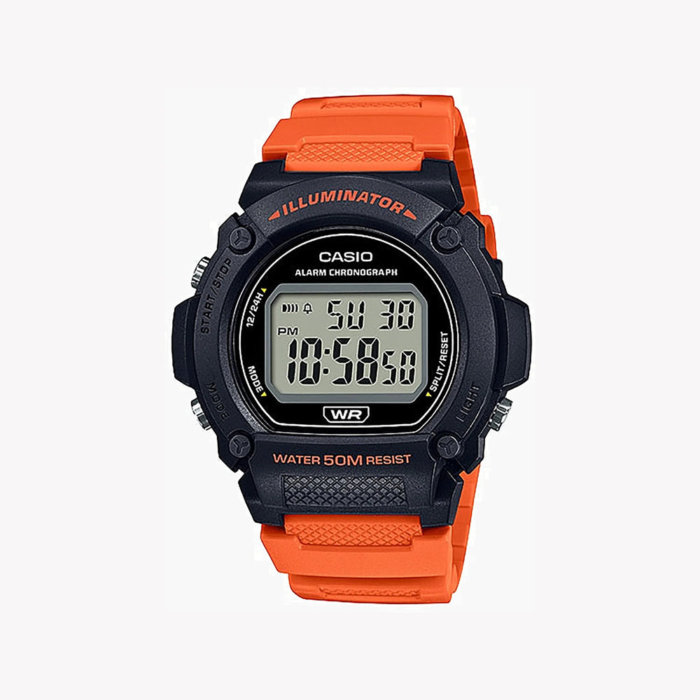 Casio Unisex White/Orange Resin Watch, Sporty Design | W-219h-4avdf by i-watch