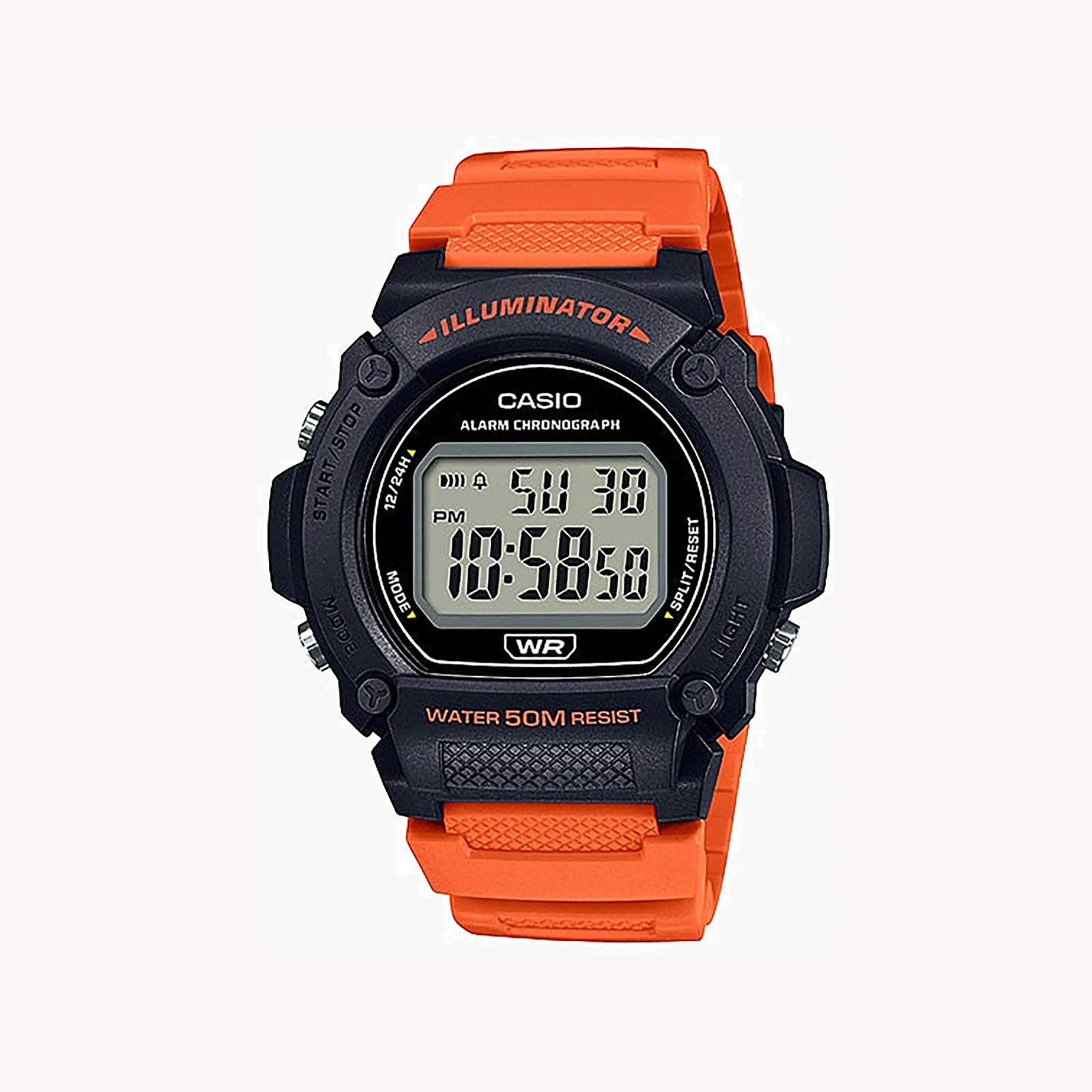 Casio Unisex White/Orange Resin Watch, Sporty Design | W-219h-4avdf by i-watch