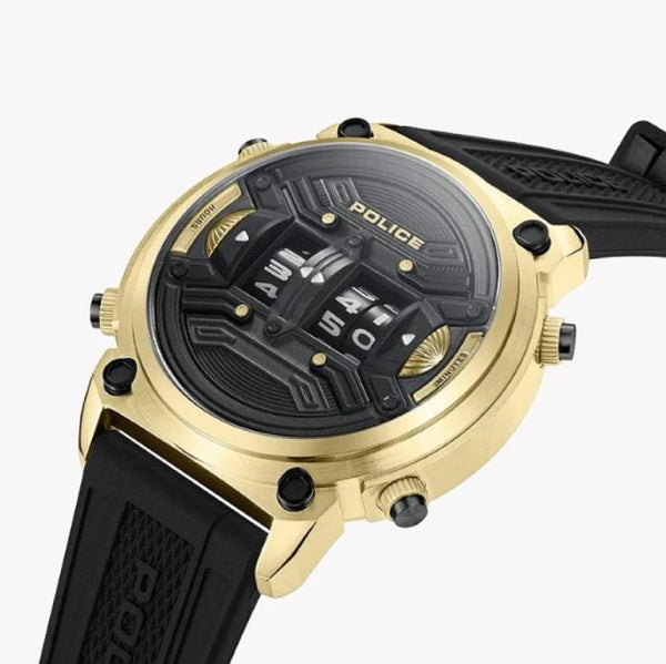 Police Men's Gold Watch, Black Rubber Band | Pewjp2228501 by i-watch